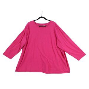 Woman Within Womens Pink Long Sleeve Tunic Top Size 4X Cotton Blend